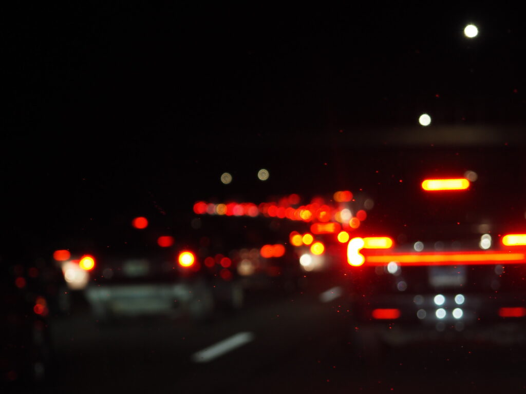 Car tailights at night